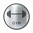 Premium Brush Finish Silver Acrylic GYM Sign 5.8 Inch | Self Adhesive Easy Mount Door Plate | Clubhouse Resort Hotel Fitness Center Society Commercial Signage