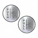 Premium Brush Finish Silver Acrylic Push Pull Sign 5.8 Inch | Self Adhesive Easy Mount Door Plate | Office Hospital Hotel Bank Factory Corporate Business Door Signage