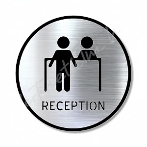 premium brush finish silver acrylic reception desk door sign  easy self-adhesive mount  58 inch  for hotel office hospital amp corporate use