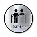 Premium Brush Finish Silver Acrylic Reception Desk Door Sign | Easy Self-Adhesive Mount | 5.8 Inch | For Hotel, Office, Hospital &amp; Corporate Use