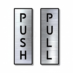 premium brush steel finish black acrylic push pull door sign 6 x 2 inch  self adhesive easy mount tape  office hotel corporate resort glass wooden door signage plate