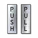 Premium Brush Steel Finish Black Acrylic Push Pull Door Sign 6 x 2 Inch | Self Adhesive Easy Mount Tape | Office Hotel Corporate Resort Glass Wooden Door Signage Plate
