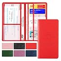Valardoh Premium Car Registration and Insurance Card Holder, Car Document Holder for Cards, Driver License &amp; other Essential Documents (Red)