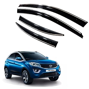 premium chromeline amp silverline unbreakable car rear window wind deflectors amp side door visor rain guard compatible with tata nexon 2017-2019