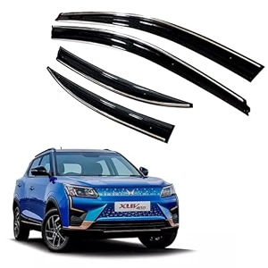 premium chromeline amp silverline unbreakable car rear window wind deflectors amp side door visor rain guard compatible with mahindra xuv 400 2023 onwards