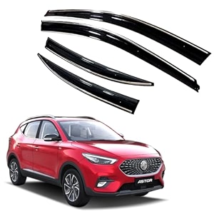 premium chromeline amp silverline unbreakable car rear window wind deflectors amp side door visor rain guard compatible with mg astor 2021 onwards