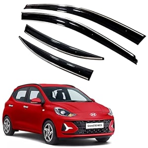 premium chromeline amp silverline unbreakable car rear window wind deflectors amp side door visor rain guard compatible with hyundai grand i10 nios 2023 onwards