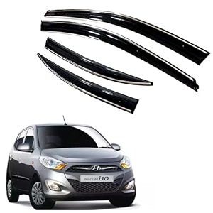 premium chromeline amp silverline unbreakable car rear window wind deflectors amp side door visor rain guard compatible with hyundai grand i10 2017-2019