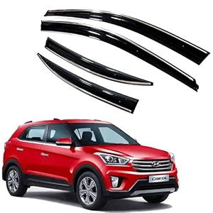 premium chromeline amp silverline unbreakable car rear window wind deflectors amp side door visor rain guard compatible with hyundai creta 2015-2017