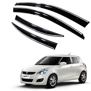 premium chromeline amp silverline unbreakable car rear window wind deflectors amp side door visor rain guard compatible with maruti suzuki swift 2011-2017