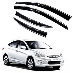 royaltech premium chromeline amp silverline unbreakable car rear window wind deflectors amp side door visor rain guard compatible with hyundai verna 2011-2016
