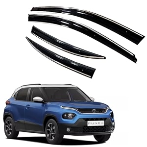 premium chromeline amp silverline unbreakable car rear window wind deflectors amp side door visor rain guard compatible with tata punch 2021 onwards