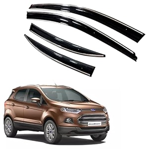 premium chromeline amp silverline unbreakable car rear window wind deflectors amp side door visor rain guard compatible with ford ecosport 2012-2016