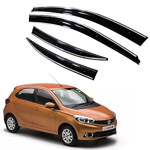 premium chromeline amp silverline unbreakable car rear window wind deflectors amp side door visor rain guard compatible with tata tiago 2016-2020
