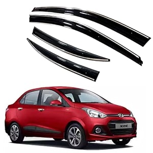 premium chromeline amp silverline unbreakable car rear window wind deflectors amp side door visor rain guard compatible with hyundai xcent 2013  2017