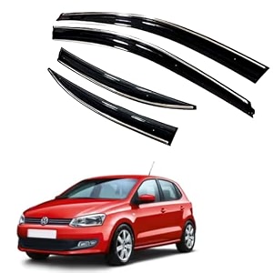 premium chromeline amp silverline unbreakable car rear window wind deflectors amp side door visor rain guard compatible with volkswagen polo 2009 onwards
