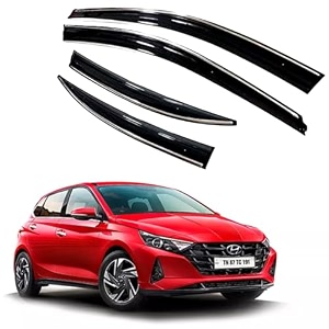 premium chromeline amp silverline unbreakable car rear window wind deflectors amp side door visor rain guard compatible with hyundai i20 2020 onwards