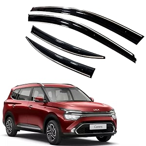premium chromeline amp silverline unbreakable car rear window wind deflectors amp side door visor rain guard compatible with kia carens 2022 onwards