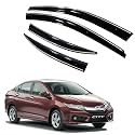 Premium Chromeline &amp; Silverline Unbreakable Car Rear Window Wind Deflectors &amp; Side Door Visor Rain Guard Compatible with (Honda City (2014-2016))