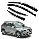 Premium Chromeline &amp; Silverline Unbreakable Car Rear Window Wind Deflectors &amp; Side Door Visor Rain Guard Compatible with (Maruti Suzuki Vitara Brezza (2016-2019))