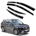 Premium Chromeline &amp; Silverline Unbreakable Car Rear Window Wind Deflectors &amp; Side Door Visor Rain Guard Compatible with (Hyundai Creta (2024 Onwards))