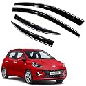 Premium Chromeline & Silverline Unbreakable Car Rear Window Wind Deflectors & Side Door Visor Rain Guard Compatible with (Hyundai Grand i10 Nios (2023 Onwards))