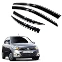 Premium Chromeline &amp; Silverline Unbreakable Car Rear Window Wind Deflectors &amp; Side Door Visor Rain Guard Compatible with (Hyundai Grand i10 (2017-2019))