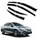 Premium Chromeline &amp; Silverline Unbreakable Car Rear Window Wind Deflectors &amp; Side Door Visor Rain Guard Compatible with (Honda City (2020-2022))