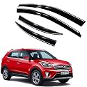 Premium Chromeline &amp; Silverline Unbreakable Car Rear Window Wind Deflectors &amp; Side Door Visor Rain Guard Compatible with (Hyundai Creta (2015-2017))