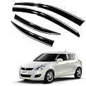 Premium Chromeline &amp; Silverline Unbreakable Car Rear Window Wind Deflectors &amp; Side Door Visor Rain Guard Compatible with (Maruti Suzuki Swift (2011-2017))