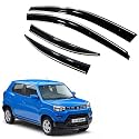 Premium Chromeline &amp; Silverline Unbreakable Car Rear Window Wind Deflectors &amp; Side Door Visor Rain Guard Compatible with (Maruti Suzuki S-Presso (2019 Onwards))