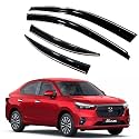 Premium Chromeline &amp; Silverline Unbreakable Car Rear Window Wind Deflectors &amp; Side Door Visor Rain Guard Compatible with (Honda Amaze (2023 Onwards))
