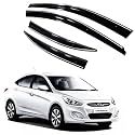 ROYALTECH Premium Chromeline &amp; Silverline Unbreakable Car Rear Window Wind Deflectors &amp; Side Door Visor Rain Guard Compatible with (Hyundai Verna (2011-2016))