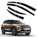 Premium Chromeline &amp; Silverline Unbreakable Car Rear Window Wind Deflectors &amp; Side Door Visor Rain Guard Compatible with (Tata Safari (2023 Onwards))