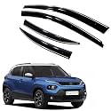 Premium Chromeline &amp; Silverline Unbreakable Car Rear Window Wind Deflectors &amp; Side Door Visor Rain Guard Compatible with (Tata Punch (2021 Onwards))