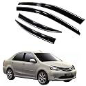 Premium Chromeline &amp; Silverline Unbreakable Car Rear Window Wind Deflectors &amp; Side Door Visor Rain Guard Compatible with (Toyota Etios (2010 Onwards))