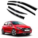 Premium Chromeline &amp; Silverline Unbreakable Car Rear Window Wind Deflectors &amp; Side Door Visor Rain Guard Compatible with (Hyundai i20 (2020 Onwards))