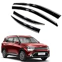Premium Chromeline &amp; Silverline Unbreakable Car Rear Window Wind Deflectors &amp; Side Door Visor Rain Guard Compatible with (Kia Carens (2022 Onwards))