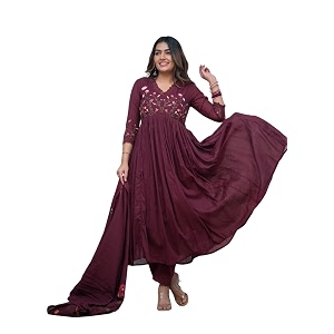 Premium Cotton Embroidered Anarkali Suit Set for