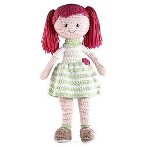 bonfino premium miss emily crochet doll with bag for girls amp boys cute knitted cotton doll for babies baby doll for kids soft toys 6 months birthday gift height 27 cm pink amp blue
