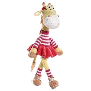 bonfino premium crochet doll with bag for girls amp boys cute knitted cotton doll for babies baby doll for kids soft toys 6 months birthday gift height 27 cm pink amp blue giraffe