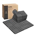 Premium Deck Tiles, 10 Pcs Patio Flooring - Dark Grey - Crossed Pattern