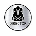 Premium Director Sign for Office Door | 5.8 Inch Brushed Silver Steel Finish Acrylic Signage | Professional Name Plate with Self-Adhesive Tape for Corporate, Hospital, College &amp; Hotels