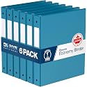 Premium Economy 3-Ring Binder, Spine Label, 1" Round Rings, Turquoise, 6 Pk