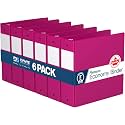 Premium Economy 3-Ring Binder, Spine Label, 3" Round Rings, Pink, 6 Pack