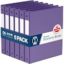 Premium Economy 3-Ring Binder, Spine Label, 1" Round Rings, Purple, 6 Pack