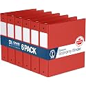 Premium Economy 3-Ring Binder, Spine Label, 2" Round Rings, Red, 6 Pack