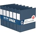 Premium Economy 3-Ring Binder, Spine Label, 2" Round Rings, Navy Blue, 6 Pk
