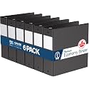 Premium Economy 3-Ring Binder, Spine Label, 3" Round Rings, Black, 6 Pack