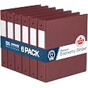 Premium Economy 3-Ring Binder, Spine Label, 1.5" Round Rings, Burgundy, 6Pk